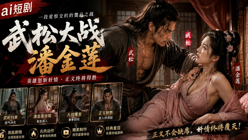 AI短剧 水浒传 武松大战潘金莲