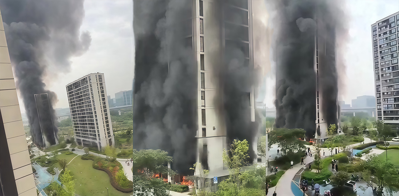 浙江杭州市西湖区双云里小区发生火灾 整栋大楼被浓烟笼罩 看着触目惊心的